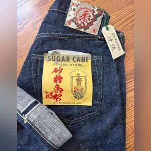 NWT SUGAR CANE Okinawa Japanese Selvedge Viper Patch Straight Leg Fade 31 x 34